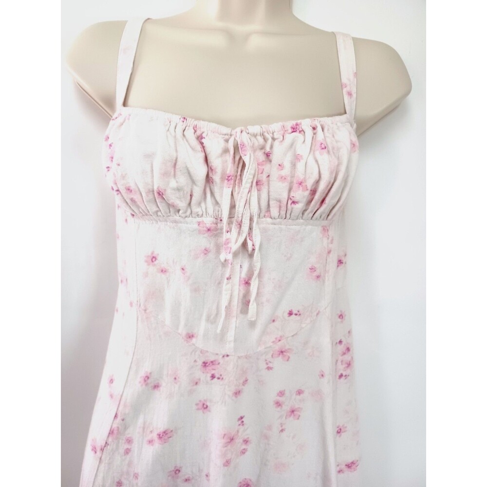 Sim & Sam Floral Linen Blend Maxi Milkmaid Dress Basque Cottagecore Fairy Sz M